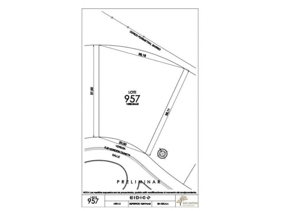 LOTE EN VENTA DE 1000M2 BARRIO SAN MATIAS - ESCOBAR - 1