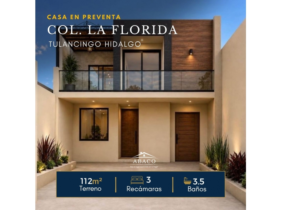 CASA EN PREVENTA EN LA COL. LA FLORIDA
