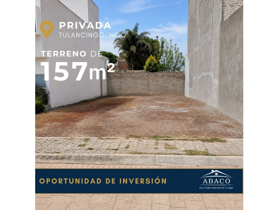 TERRENO EN VENTA EN PRIVADA, TULANCINGO HIDALGO - 1