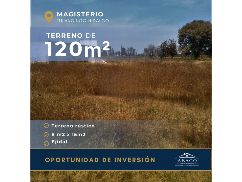 VENTA DE TERRENO RÚSTICO EN EL MAGISTERIO, TULANCINGO. - 1