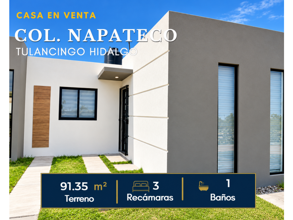 VENTA DE CASAS CON 3 RECAMARAS EN TULANCINGO, COL NAPATECO - 1