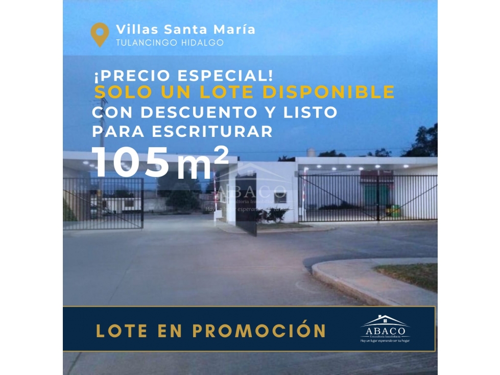 VENTA DE OPORTUNIDAD LOTE ECONOMICO EN FRACC PRIVADO TULANCINGO - 1