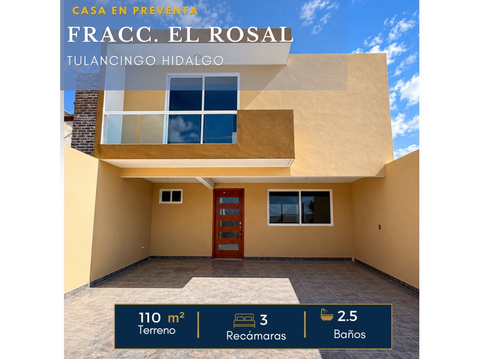 CASA EN PREVENTA EN TULANCINGO, FRACC. EL ROSAL