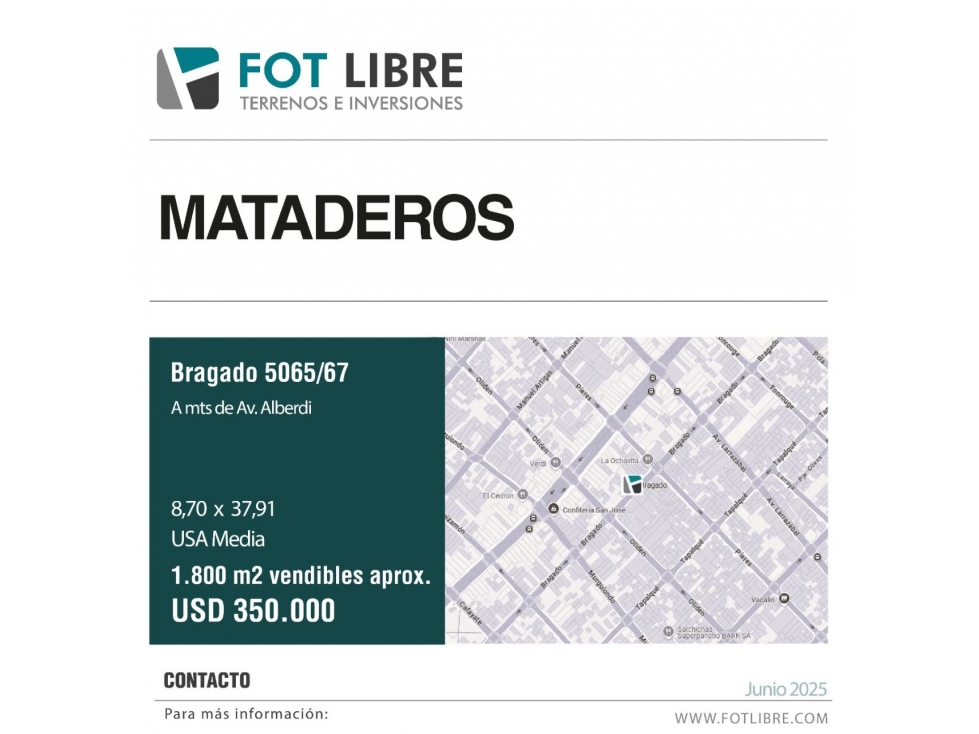 Terreno en Venta Apto desarrollo - 1800 m2 vendibles - Mataderos - 2