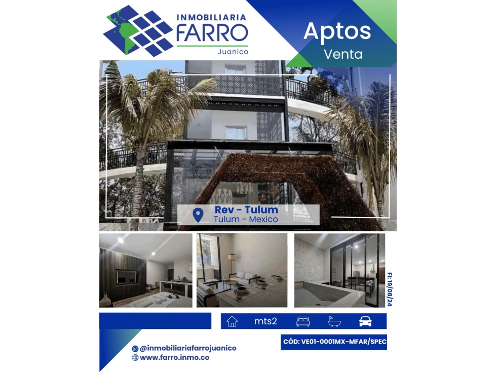 SE VENDE APTOS EN REV TULUM - MEXICO VE01-0001MX-MFAR/SPEC