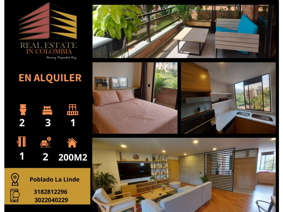 APARTAMENTO EN ARRIENDO- EL POBLADO- LA LINDE