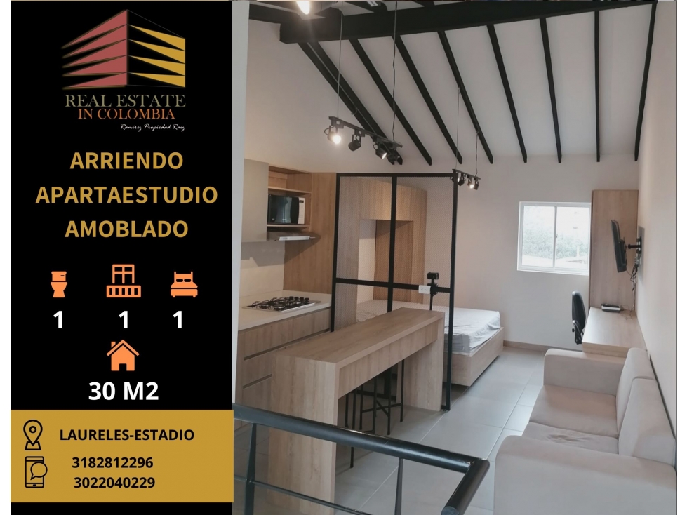 Aparta-Estudio en Arriendo Amoblado-Medellín, cerca de la 70 y UPB