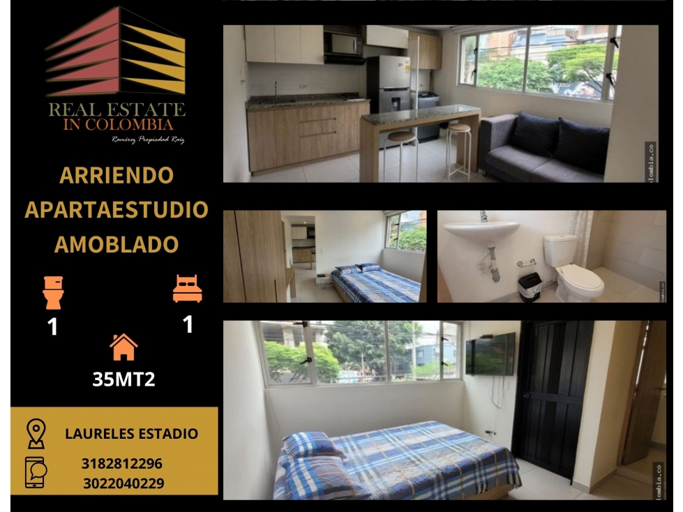 APARTAESTUDIO AMOBLADO EN ARRIENDO-CERCA DE LA 70