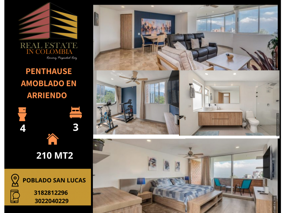 PENTHOUSE AMOBLADO EN ARRIENDO POBLADO SAN LUCAS