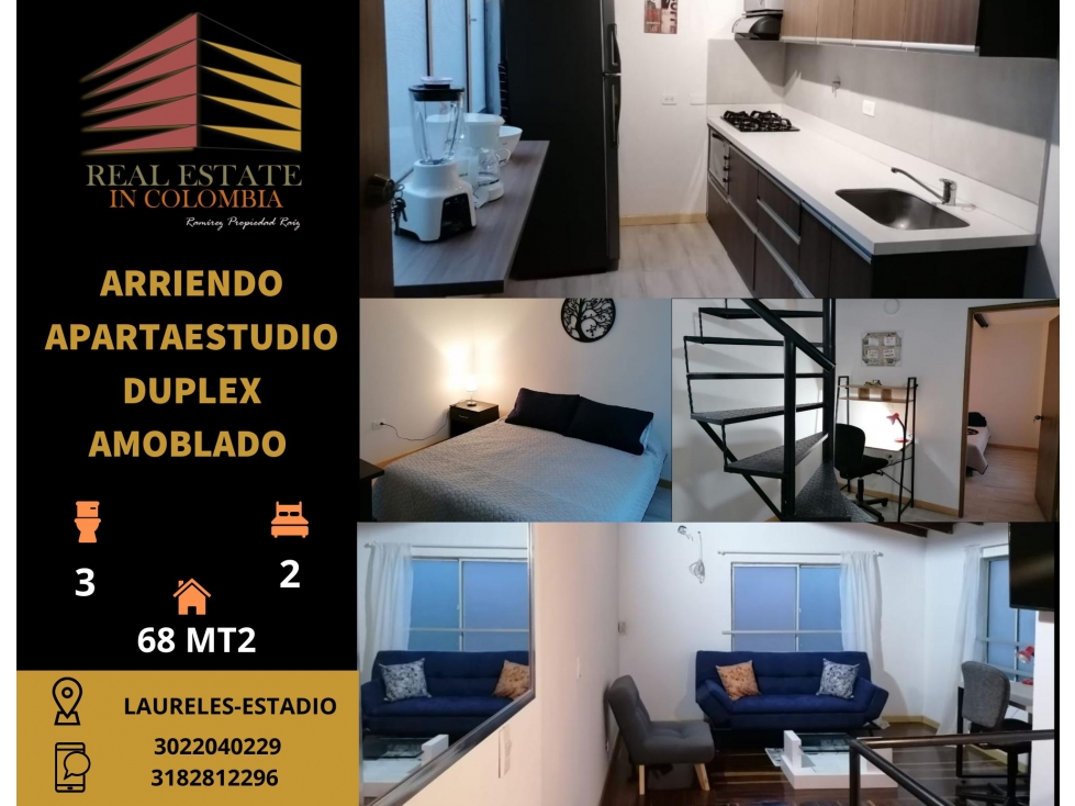 APARTAMENTO DÚPLEX AMOBLADO EN ARRIENDO-CERCA DE LA 70