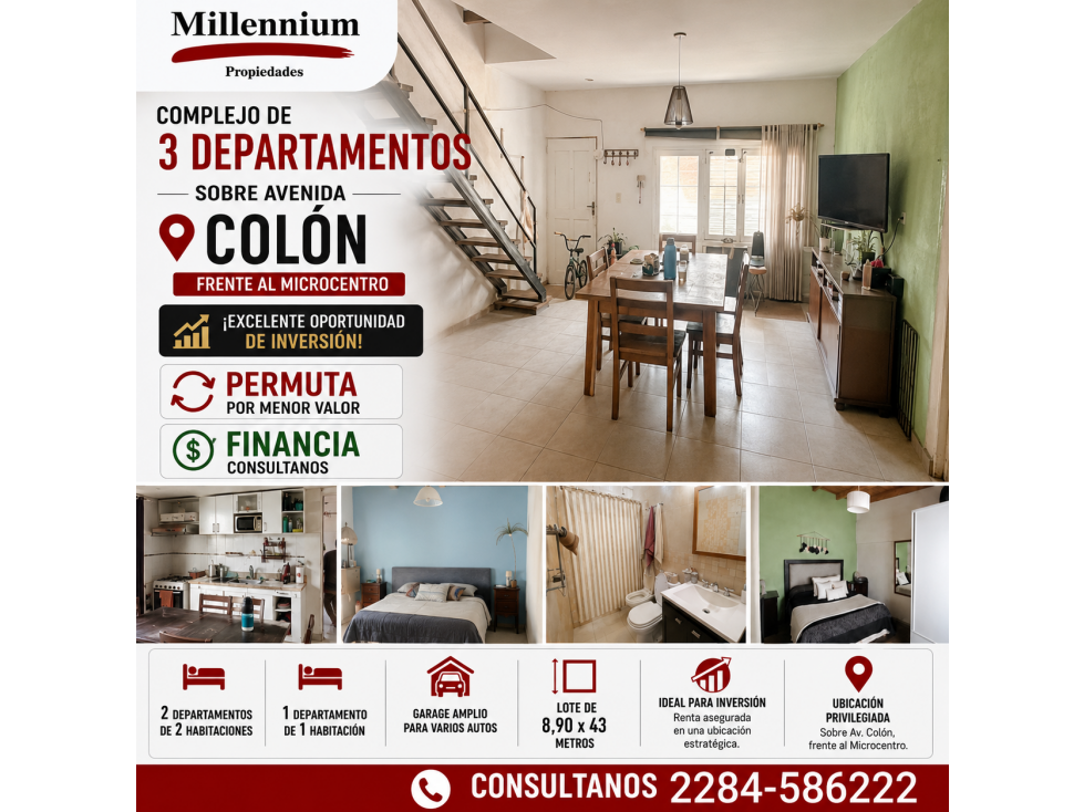 Complejo de 3 departamentos con patio y espacio para varias cocheras - 2