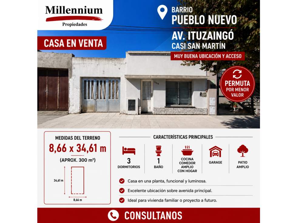 Casa en venta Pueblo Nuevo Ituzaingo 2848 - 2