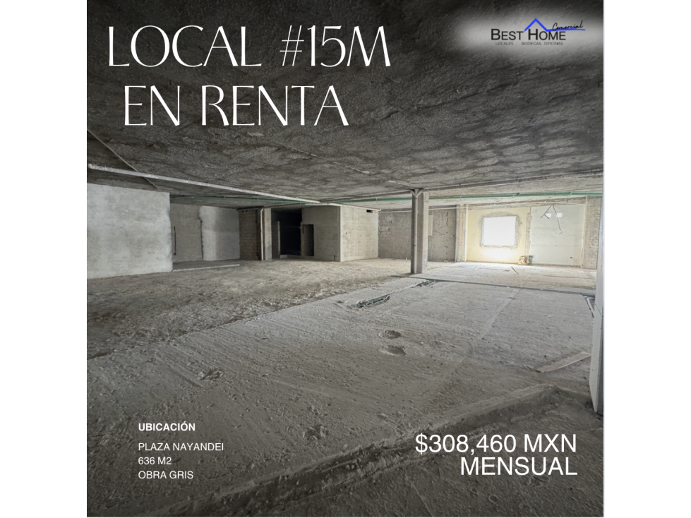 Local #15 en renta de 636 m2 en Plaza Nayandei - Cancún