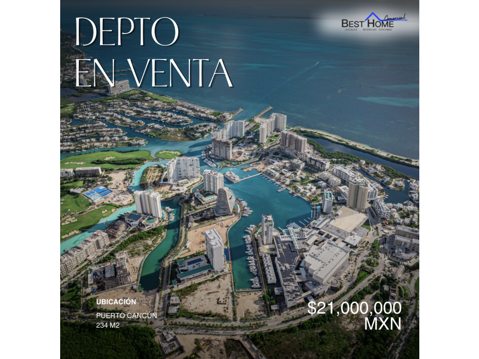 Departamento de Lujo en Venta en Puerto Cancún 234 m²