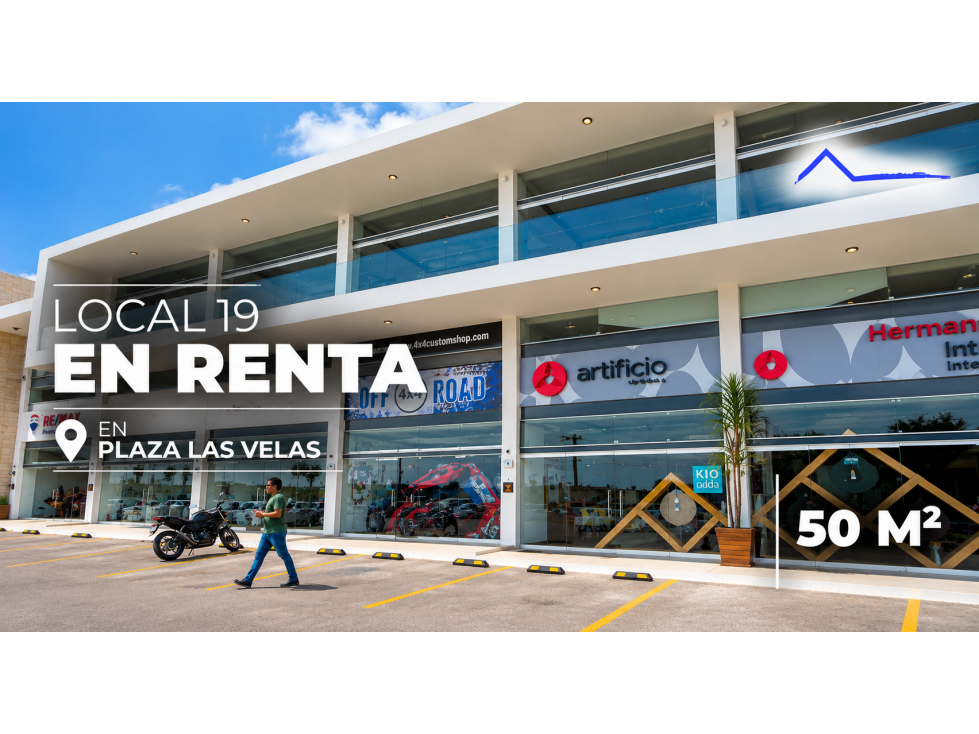 Local 19 de 50 m2 en renta Plaza las Velas, Cancún