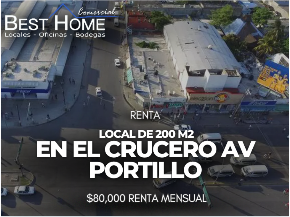 Se renta Local 260m2 en el crucero av. Portillo - Cancún