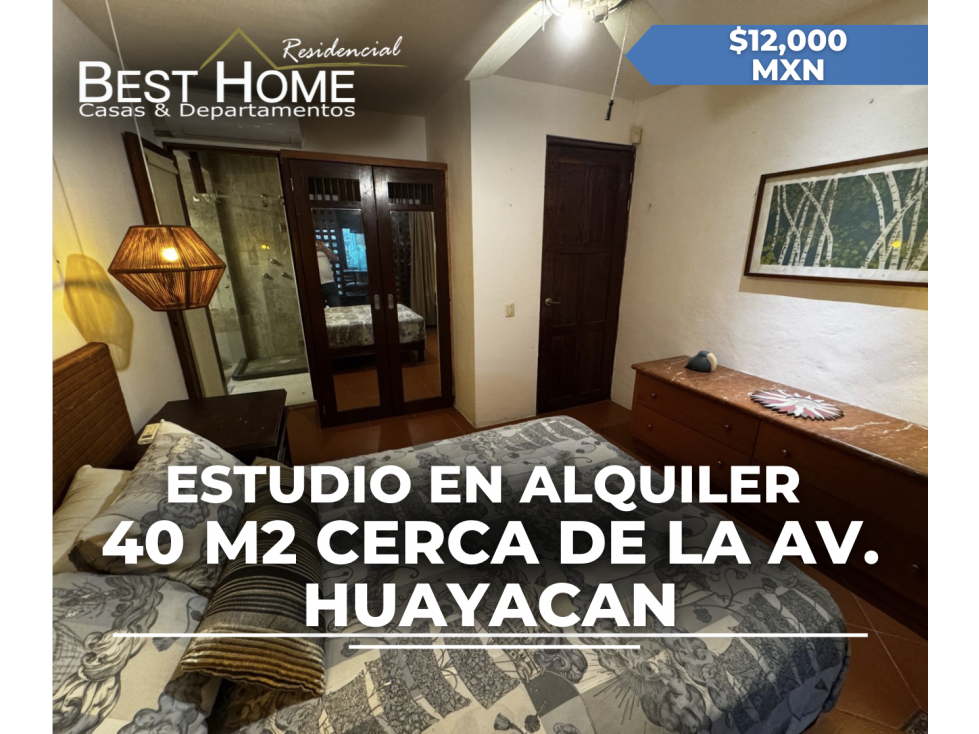 Estudio de 40 m2 cerca de Av. Huayacan - Av. Sierra madre - Cancún