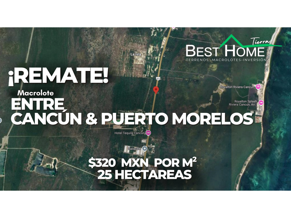 Oportunidad de Inversión 25 Hectáreas Carretera Cancún Puerto Morelos - 1