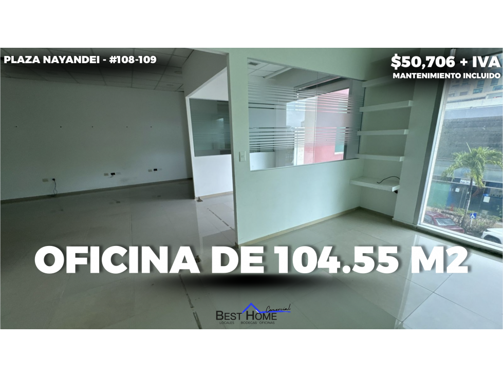 Oficina 108-109 de 104.55 m2 en renta Plaza Nayandei - Cancún
