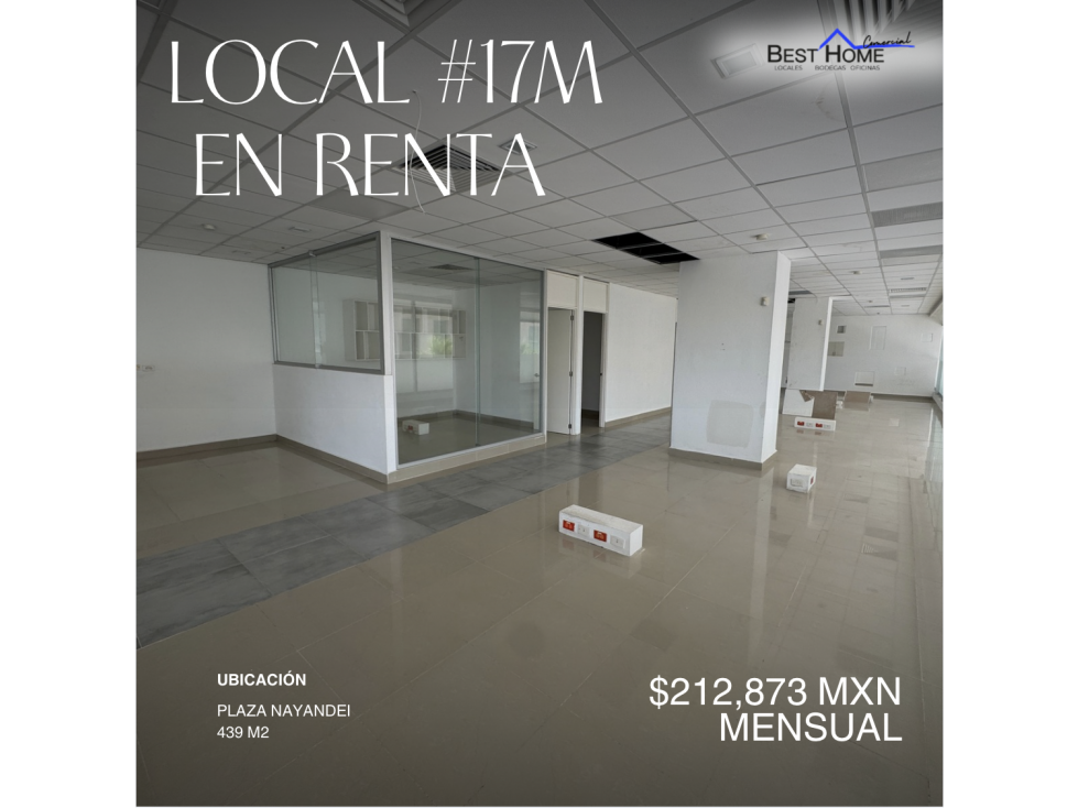 Local/Oficina #17M de 439 m2 en renta en Plaza Nayandei - Cancún