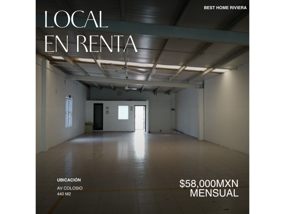 Local/bodega en renta de 440 m2 en av. Colosio, Cancún