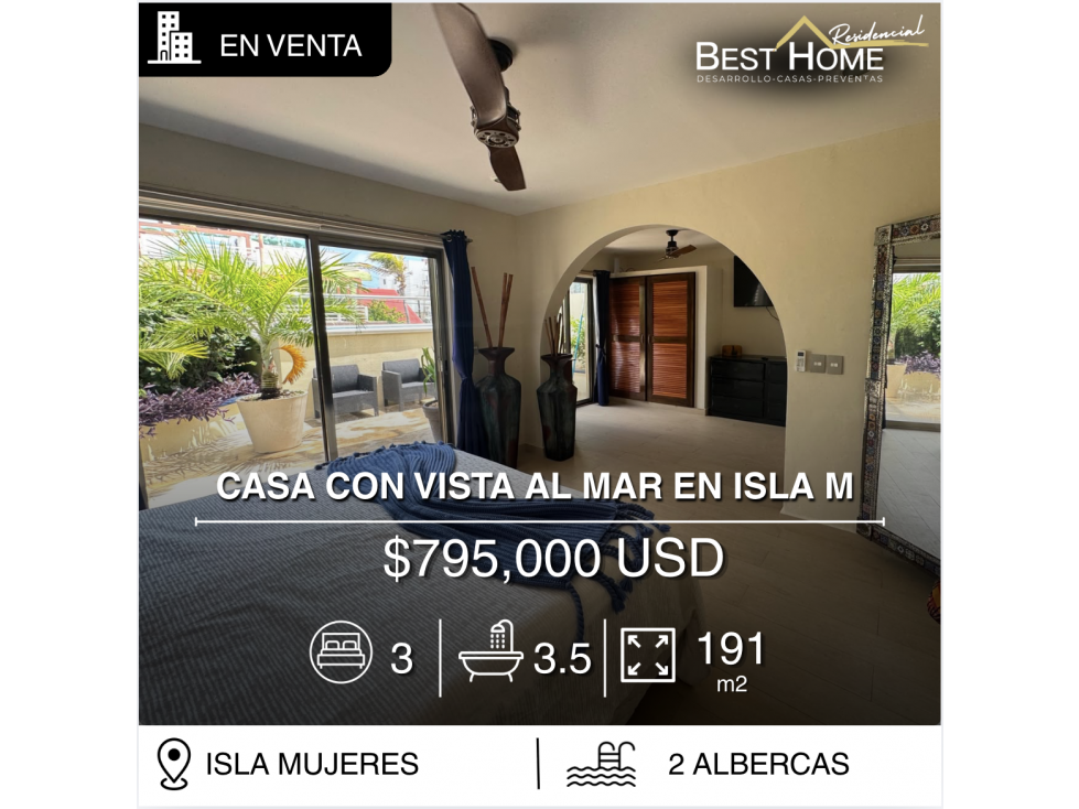 Casa en venta de 191 m2 de construcción en Isla Mujeres - 1