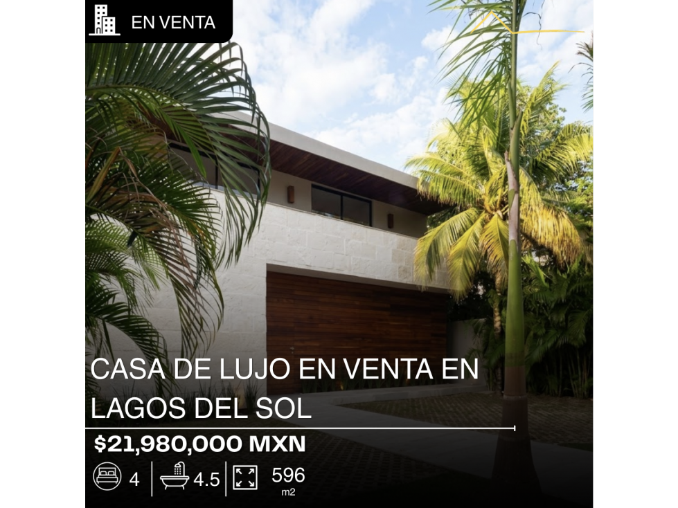Casa en venta de 596 m2 en Lagos del Sol Av. Colosio, Cancún