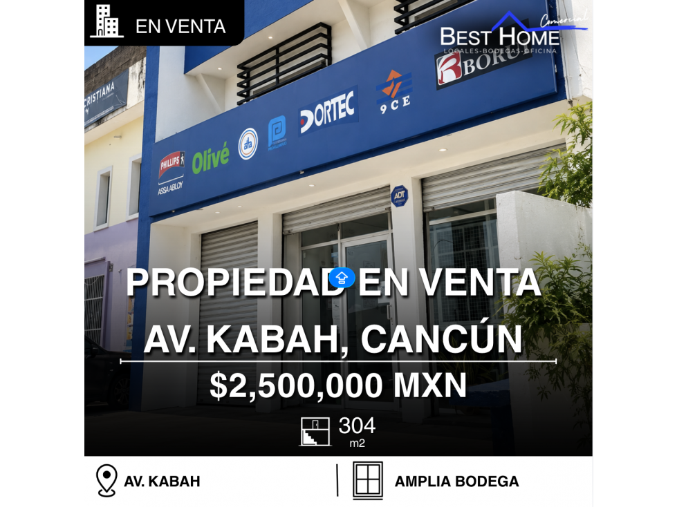 Edificio de 304 m2 de dos niveles en venta sobre Av. Kabah, Cancún - 1