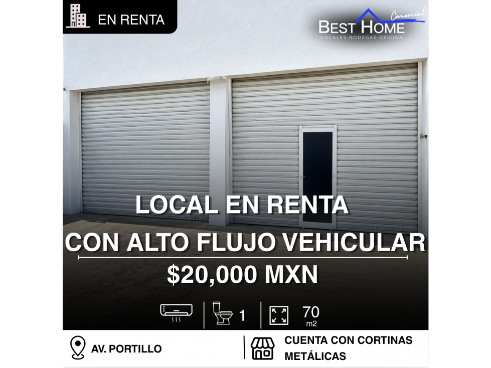 Local de 70 m2 en renta en Av. Portillo, Cancún - 1