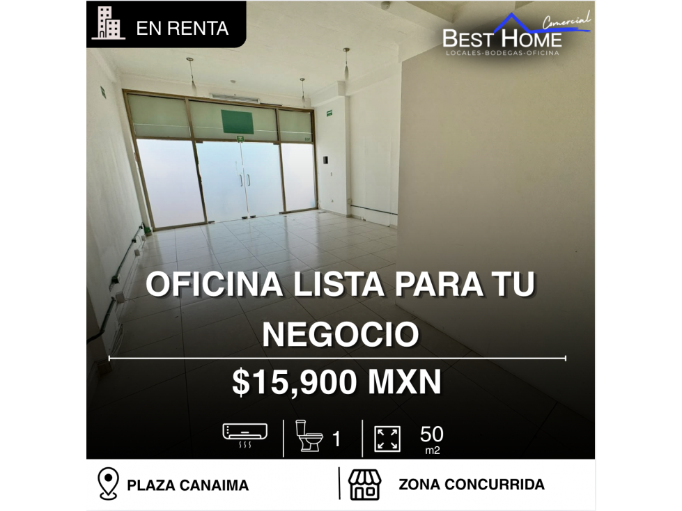 Oficina 102 de 50 m2 en Corp. Canaima, Cancún