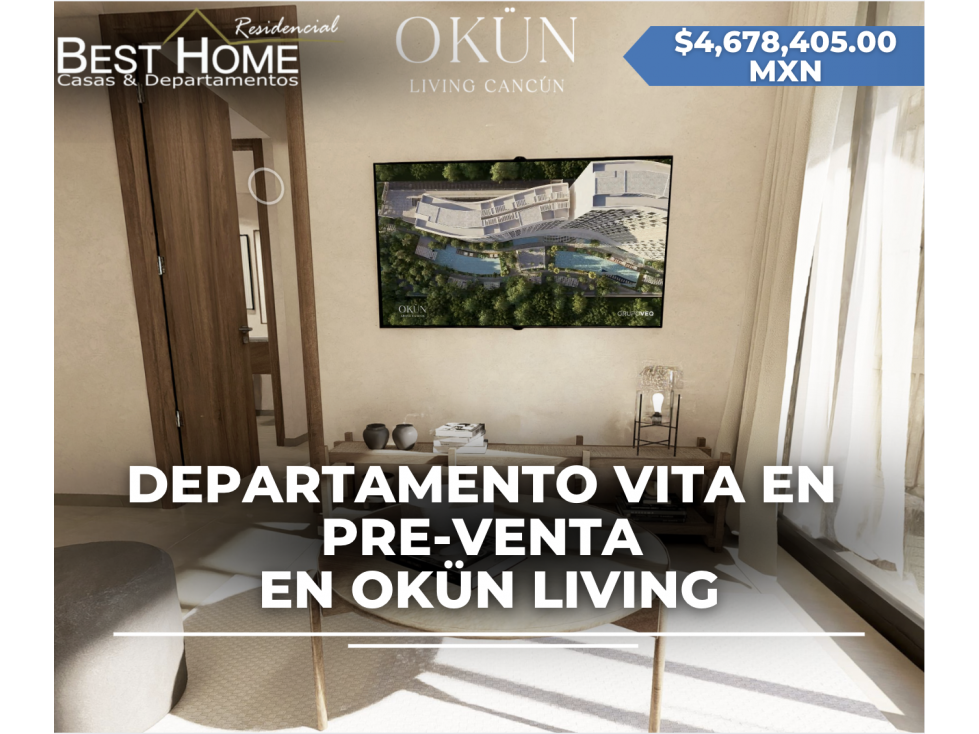 Departamento Vita en pre-venta Okün - Cancún