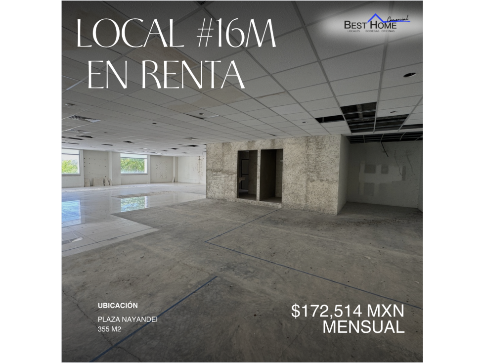 Local #16M de 355 m2 en renta en plaza Nayandei - Cancún