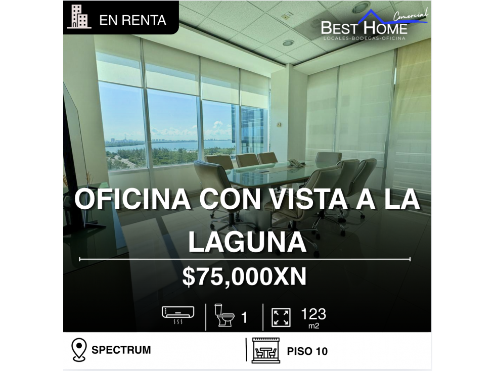 Oficina en renta de 123 m2 en Spectrum, Cancún - 1