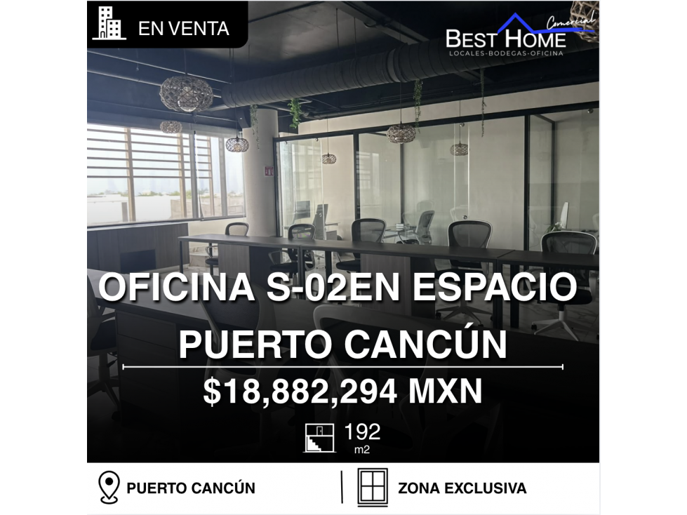 Oficina de 192 m2 en venta en Espacio, Puerto Cancún - 1