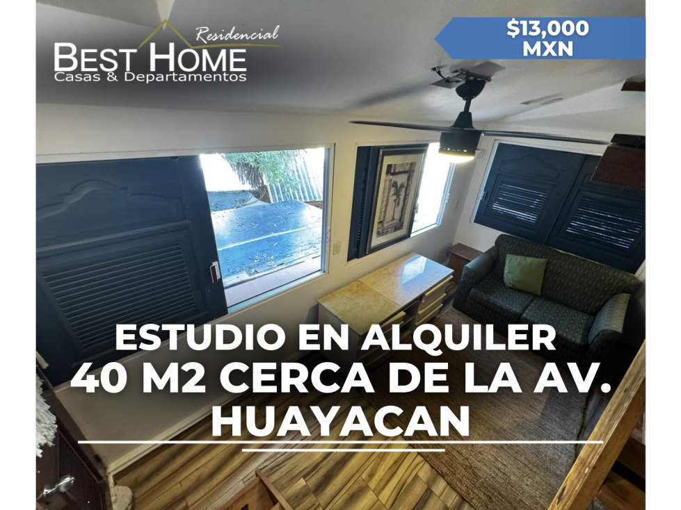Estudio en renta de 40 m2 en Av. Sierra madre cerca de Av. huayacan