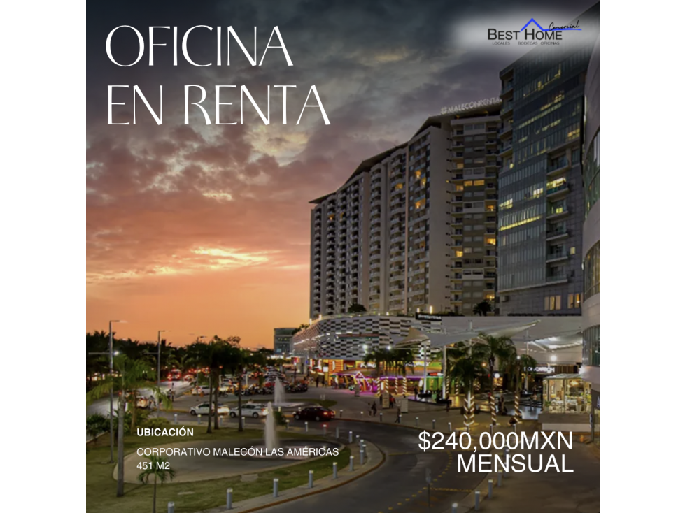 Oficina en Renta en Corporativo Malecón, Av. Bonampak Cancún
