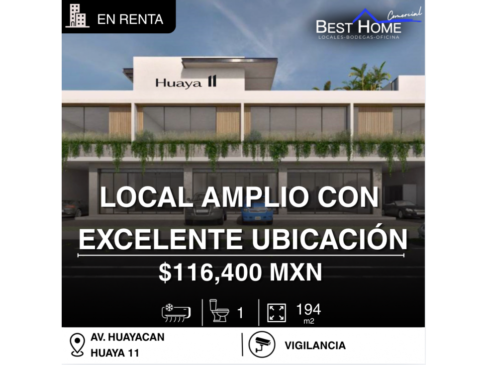 Local comercial de 194 m2 en renta av. Huayacan - Cancún — foto 2