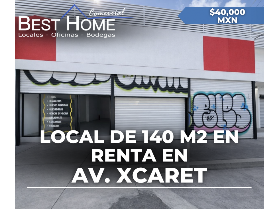 Local en renta de 140 m2 en av. Xcaret - Cancún