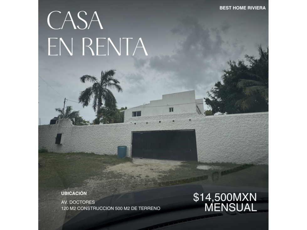 Casa en renta de 500 m2 de terreno en av doctores, Cancún