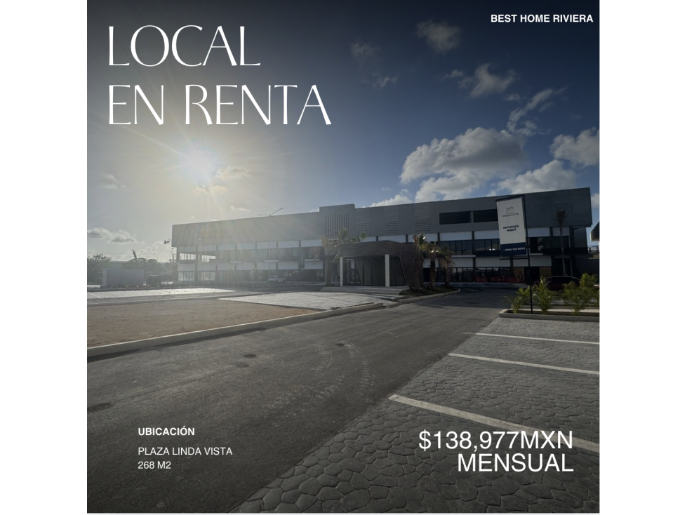 Local de 268 m2 en renta plaza Lindavista, Cancún