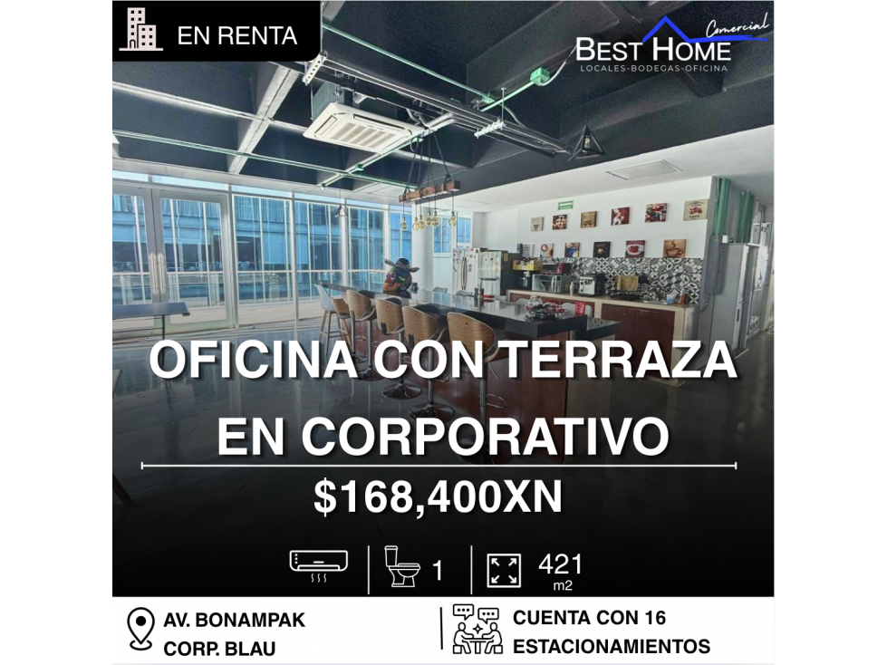 Oficina de 421 m2 en renta en Corp. Blau, Cancún