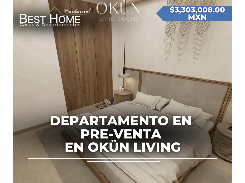 Departamento Serena en pre-venta Okün -Cancún