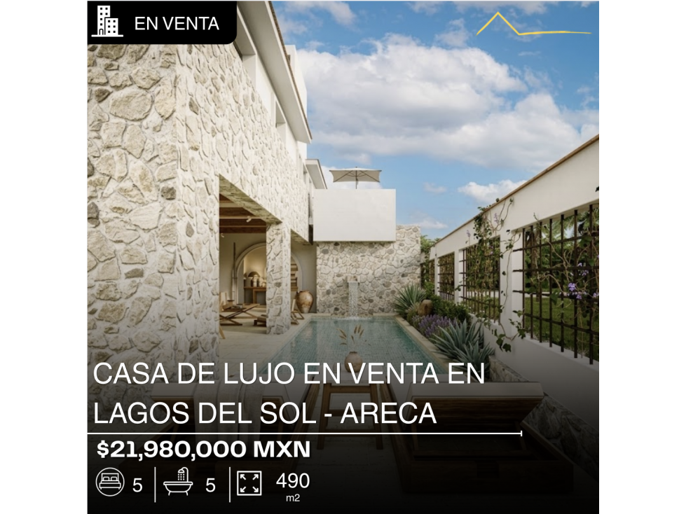 Casa en venta de 490 m2 en Lagos del Sol-Areca, Cancún