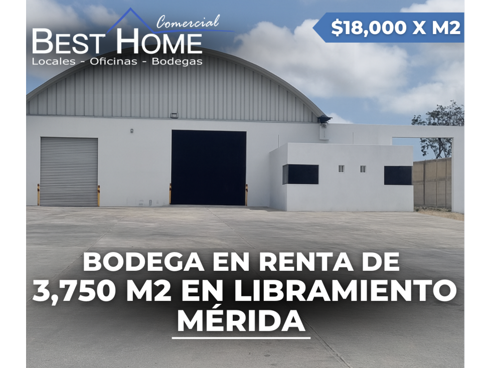 Bodega Industrial en Renta de 3,750 m² sobre Libramiento de Mérida - 1