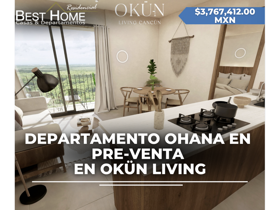 Departamento Ohana en pre-venta Okün - Cancún