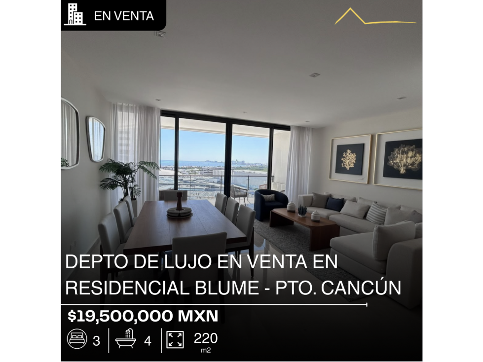 Departamento en venta en Blume Puerto Cancún, Cancún - 1