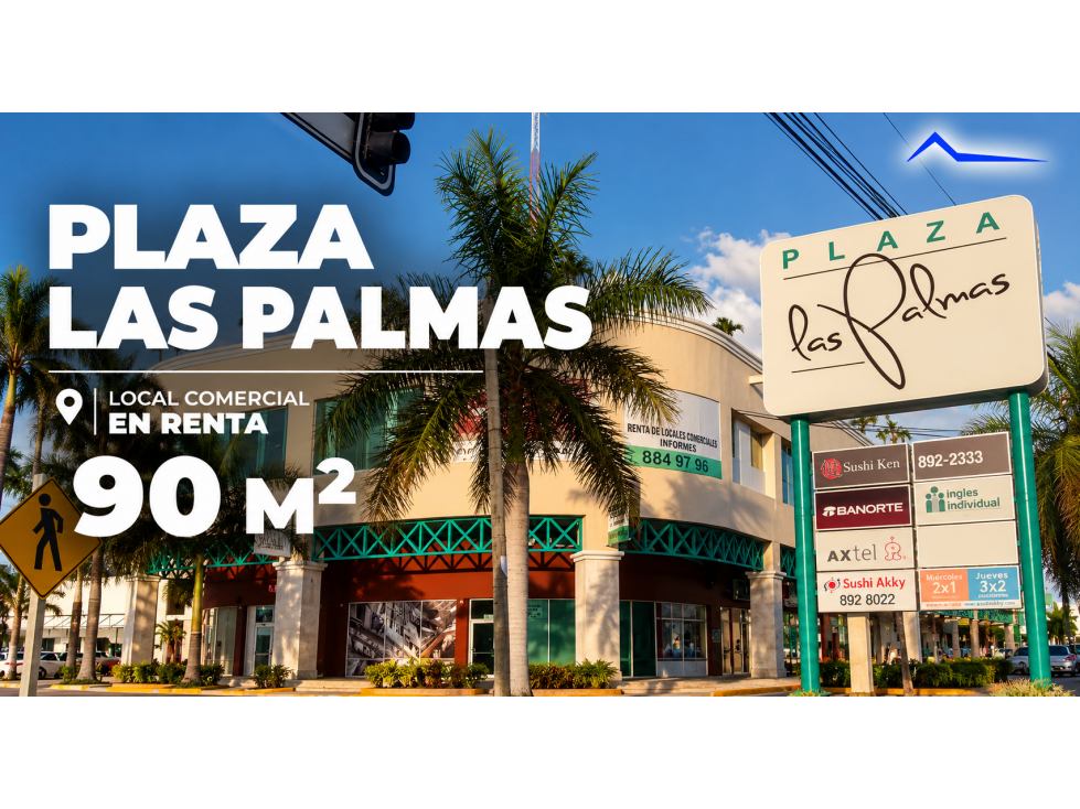 Local de 90 m2 en renta en Plaza las Palmas, Cancún