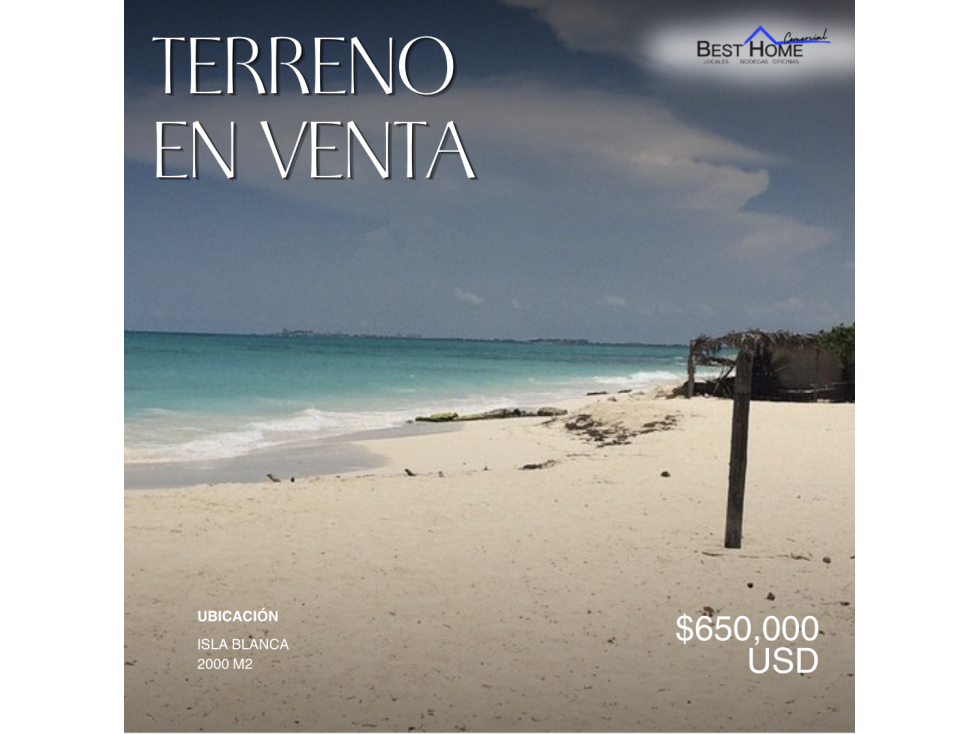 Terreno en Venta Frente al Mar en Isla Blanca, Cancún