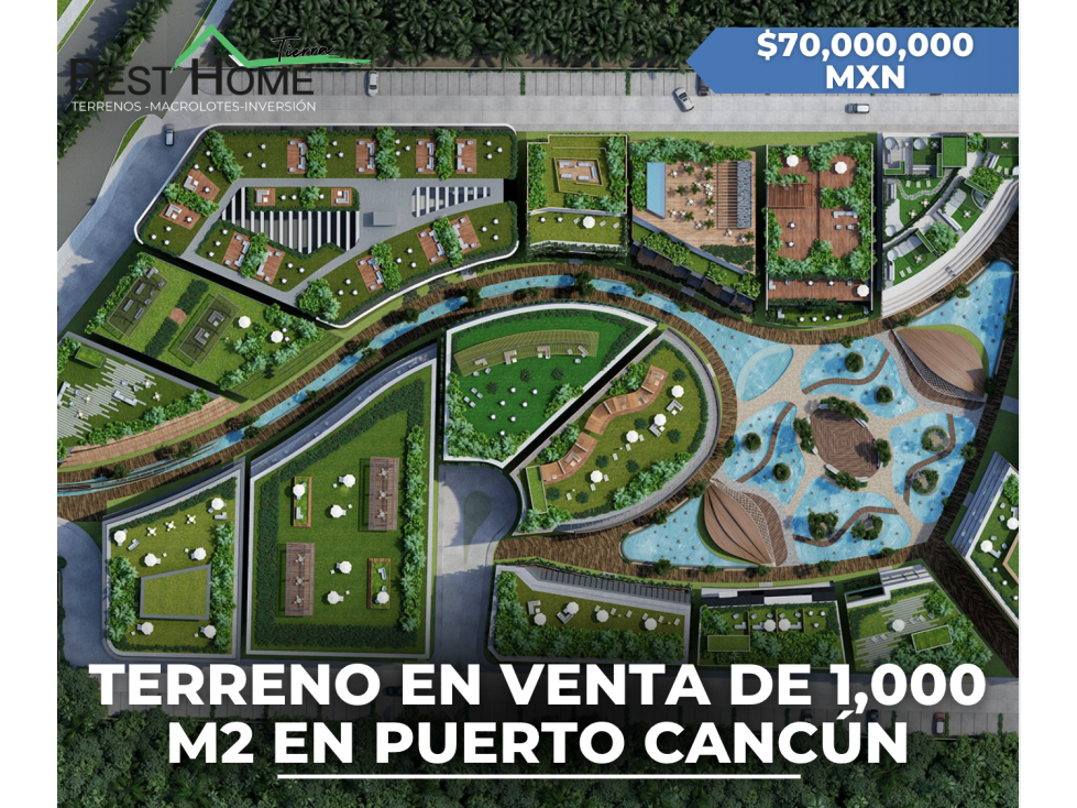 terreno de 1,206 m2 en venta en plaza Zen Garden Puerto Cancún