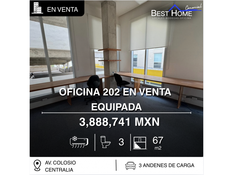 Oficina 202 de 67 m2 en venta/renta en Centralia, Cancún - 1